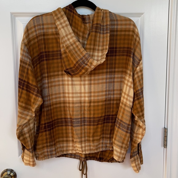 Urban Outfitters Brown Plaid Hooded Flannel - Size Small - New With Tag - Picture 2 of 4
